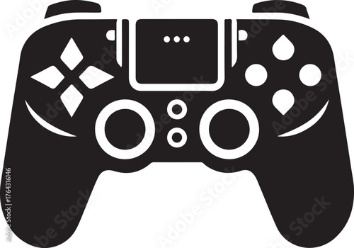 Modern video game controller silhouette isolated on white background