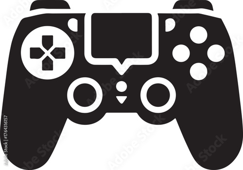 Modern video game controller silhouette isolated on white background
