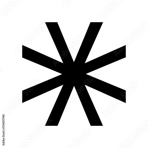 Asterisk icon is perfectly symmetrical from all sides, perfect for an app icon and tech company logo  