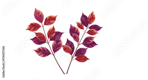 Autumnal Foliage - A Vibrant Display of Red and Purple Leaves.