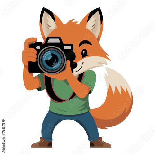 A fox holding a camera ready to capture the moment 
