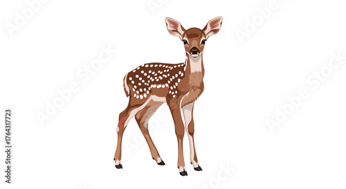Adorable fawn standing gracefully, looking directly at the camera, beautiful.