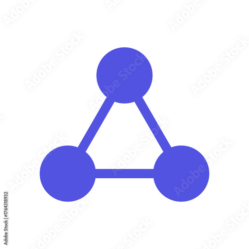 Three dots connected with a line in a triangular shape, ideal for a science, tech icon, and logo.