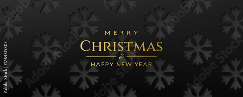 Christmas and New Year black background with snowflakes.