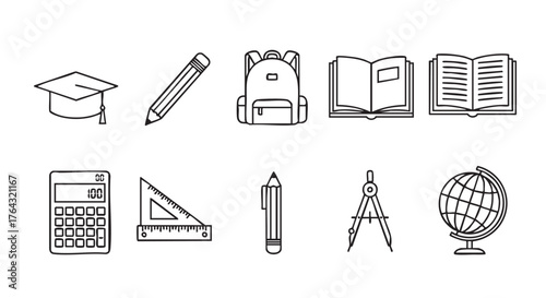 Back to school tools and supplies for education and learning