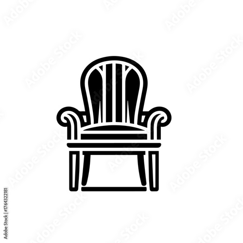 Classic Wooden Dining Chair Vector Illustration