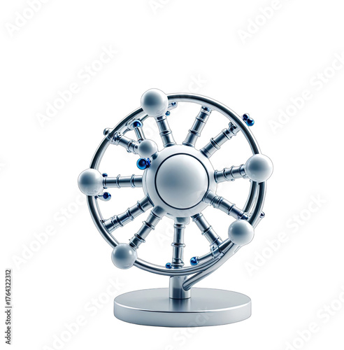 Metallic, circular, rotating device with spheres