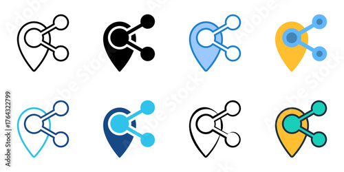 Share location icon set multiple style collection 
