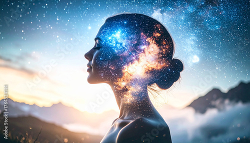 女性の横顔　スピリチュアルイメージ