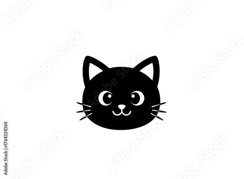 Cute black cat face illustration