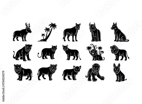 Collection of wild animal silhouettes