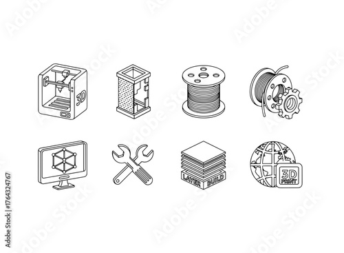 3d printing technology icons