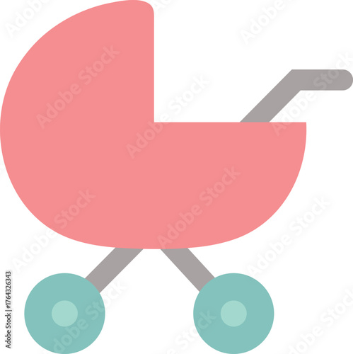 Modern baby stroller with rounded bassinet and handle