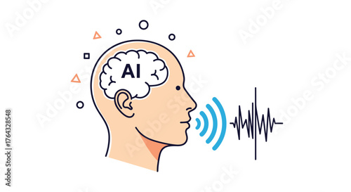 AI brain concept representing artificial intelligence and speech recognition.