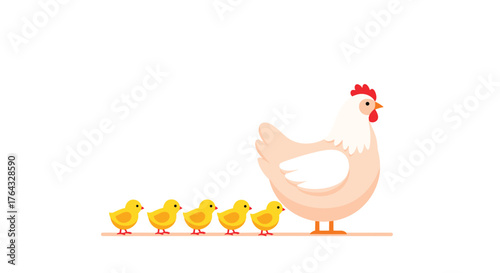 A mother hen with her chicks, a heartwarming family scene.