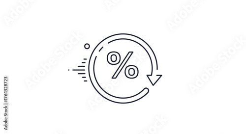 Percentage symbol within a circular arrow indicating financial growth and progress.