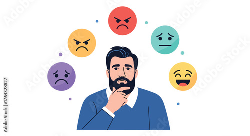 Man Contemplating Emotions - A Visual Representation of Emotional Complexity.