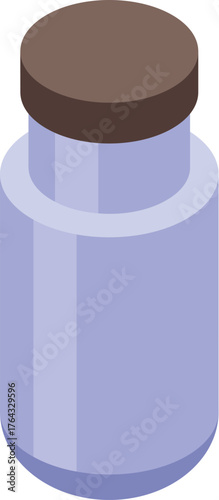 Light purple thermo bottle with brown cap, closed and ready to keep your drink warm