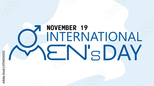 Modern design for International Men s Day on November 19, featuring male symbol and suit motif, ideal for awareness, gender topics, and social celebration themes.