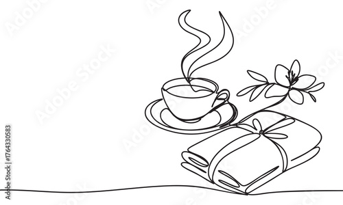 Minimalist Line Art Coffee Blanket and Flower