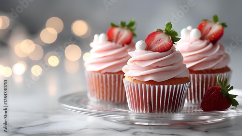 Pink Strawberry Cupcake Charm