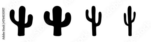 Simple silhouette cactus icons for desert themes and western designs