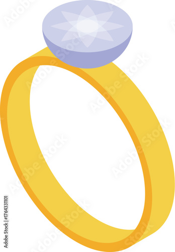 Golden ring with a large, sparkling diamond, symbolizing love, commitment, and enduring beauty