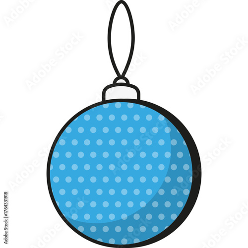 Christmas ball ornament for decorating holiday tree. Festive New Year toy with bright patterns and shine