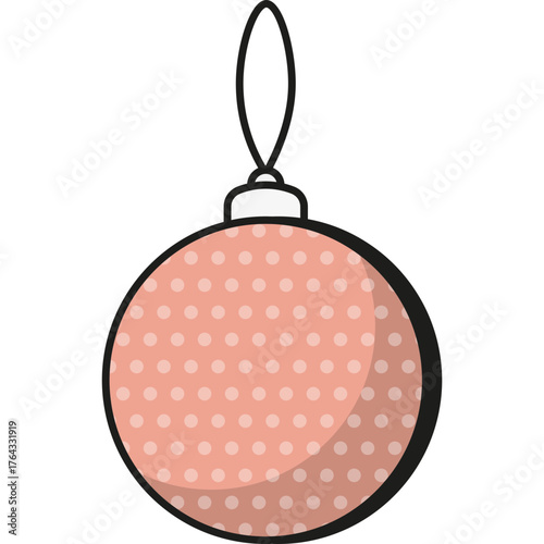 Christmas ball ornament for decorating holiday tree. Festive New Year toy with bright patterns and shine