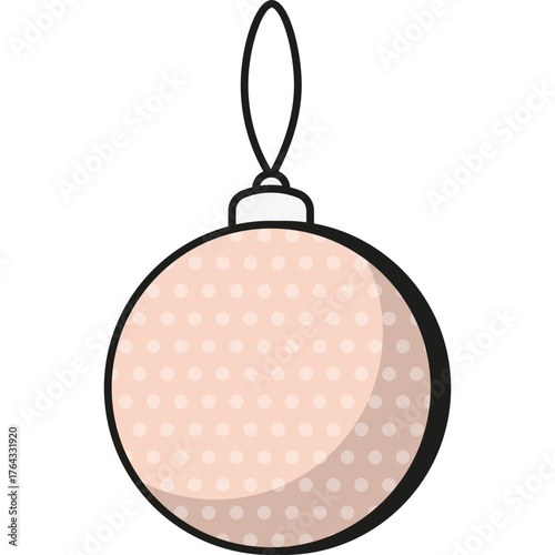 Christmas ball ornament for decorating holiday tree. Festive New Year toy with bright patterns and shine