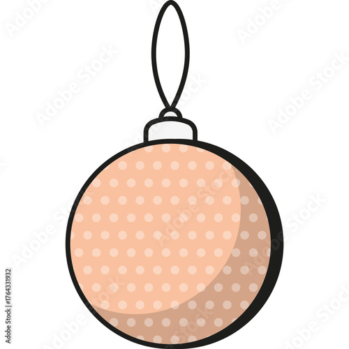 Christmas ball ornament for decorating holiday tree. Festive New Year toy with bright patterns and shine