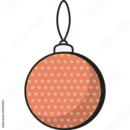 Christmas ball ornament for decorating holiday tree. Festive New Year toy with bright patterns and shine