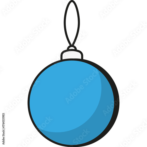 Christmas ball ornament for decorating holiday tree. Festive New Year toy with bright patterns and shine
