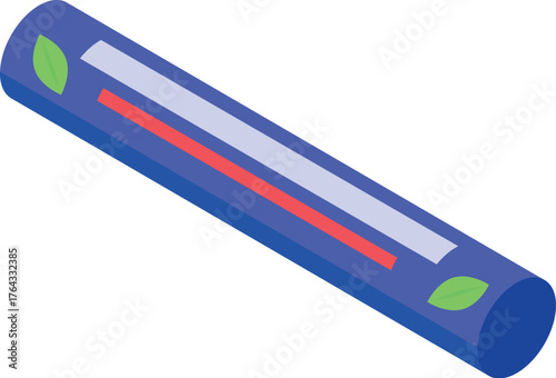 Blue cigarette with green leaves representing ecological awareness in tobacco consumption and smoking habit