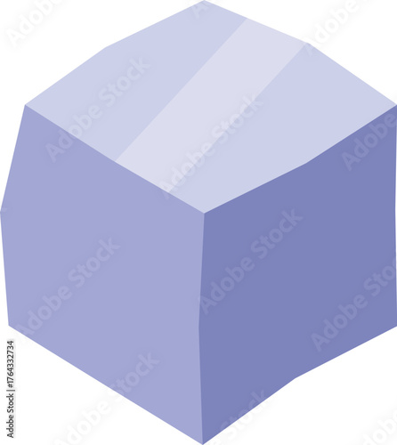 Single purple sugar cube illustrating unhealthy eating habits, promoting awareness of excessive sugar consumption and its health implications
