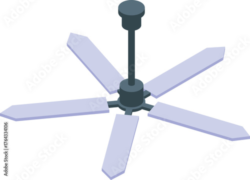 Ceiling fan providing cooling airflow, refreshing interior spaces with its gentle breeze