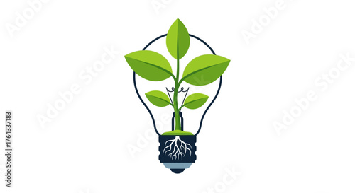 A plant grows inside a light bulb