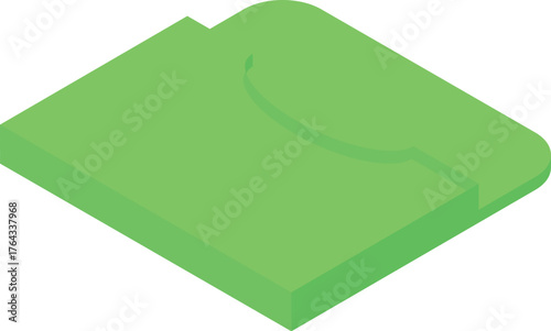 Simple isometric vector illustration of a green empty folder, symbolizing digital organization and file management