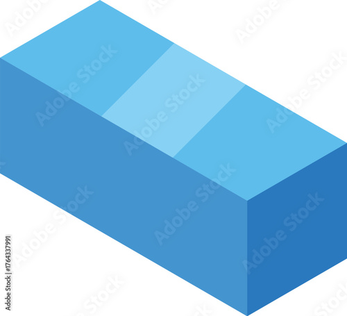 Light blue rectangular cuboid symbolizes data analysis, representing information processing and visualization in business and technology