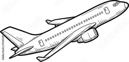 Hand drawn sketch of plane. Vector doodle element 