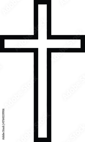 Vector  Religious cross on white background flat black and white  