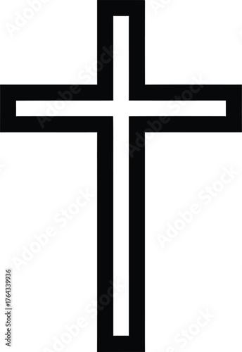 Vector  Religious cross on white background flat black and white  
