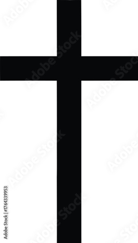Vector  Religious cross on white background flat black and white  