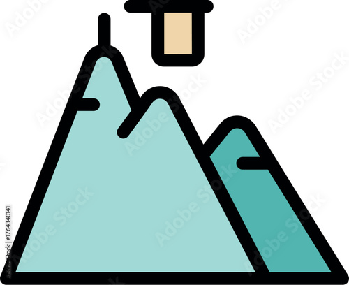 Cable car ascending mountain peak, representing tourism, transportation, and adventure