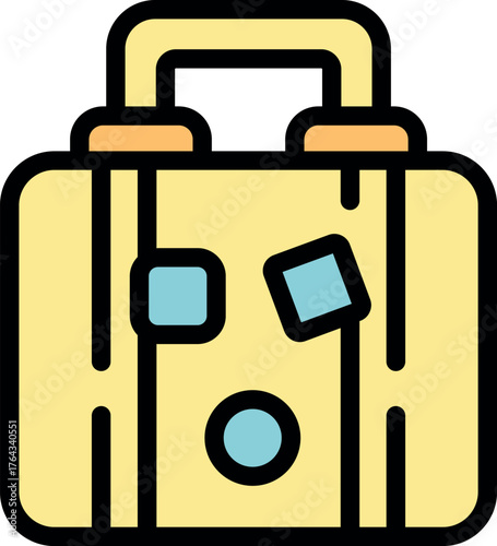Suitcase with various stickers, symbolizing travel memories and adventures around the world