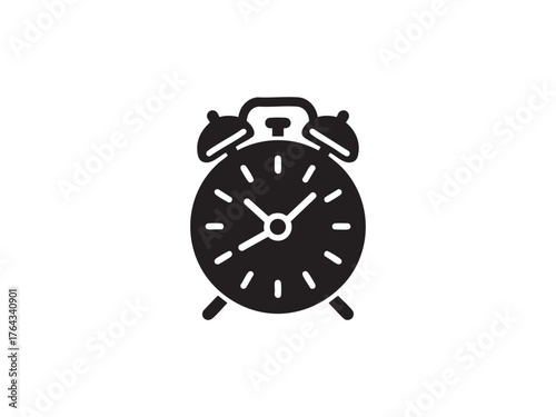 Retro alarm clock icon simple black silhouette for time management and waking up silhouette