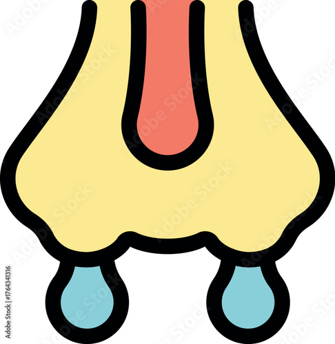 Runny nose is dripping, a symptom of rhinitis, flu, or allergy, requiring medical attention