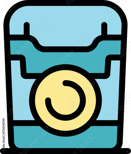 Chewing tobacco product with opened lid, showing a round portion inside the container