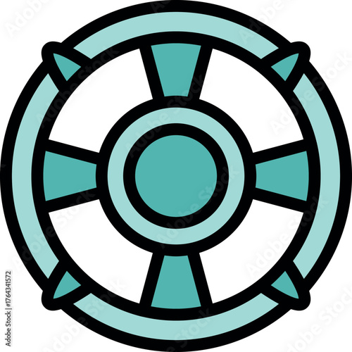 Cartoon lifebuoy floating on water, offering safety and rescue in a simple yet effective design