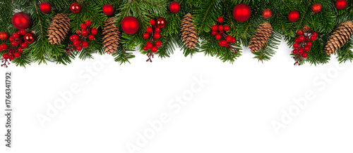 Christmas border in a row on white